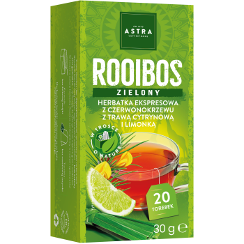 ASTRA ROOIBOS zielony z trawą cytrynową i limonką 20 torebek ekspresowa