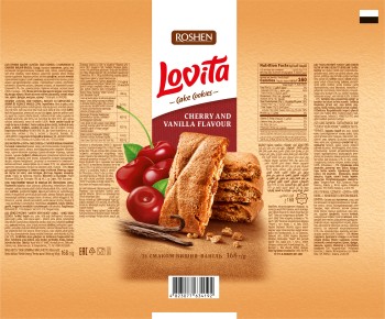Lovita Cake Cookies Ciastka z nadzieniem o smaku wiśniowo-waniliowym 168 g