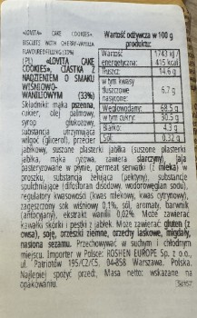 Lovita Cake Cookies Ciastka z nadzieniem o smaku wiśniowo-waniliowym 168 g