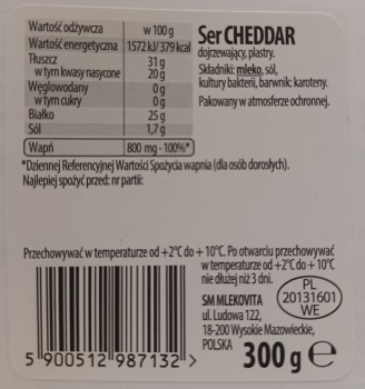 MLEKOVITA Ser Cheddar plastry 300g