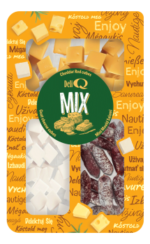 DELI Q MIX Cheddar Red kostki/ Ser kozi kostki/ Mini Salami Pleśniowe, 200g