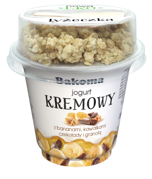Jogurt Kremowy z bananami, kawałkami czekolady i granolą 230g