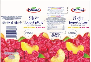 Jogurt pitny Skyr nektarynka-malina Piątnica 330ml