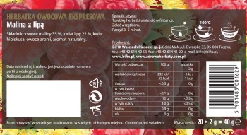 Bifix Premium Malina z Lipą Herbatka owoc. ekspr. 20x2g