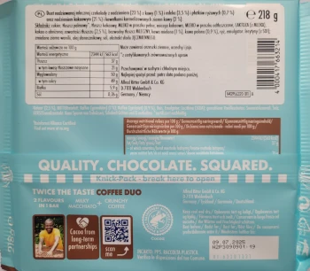 Ritter Sport Czekolada mleczna DUO Coffee 218g