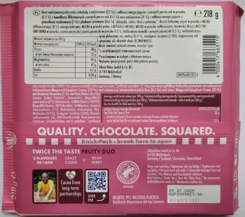Ritter Sport Czekolada DUO Fruity 218g