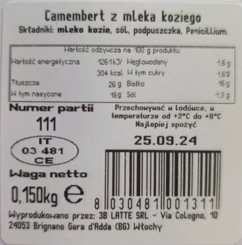 Camembert z mleka koziego 150 g
