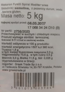 Makaron świderki 5 kg Mediteranea FUSILLI