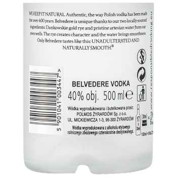 'Belvedere Pure Organic 40% 500 ml