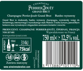 'Szampan Perrier Jouet Grand Brut 0,75l 12,5 %