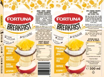 Fortuna Breakfast jabłko-banan-ananas z płatkami owsianymi i mleczkiem kokosowym 300ml