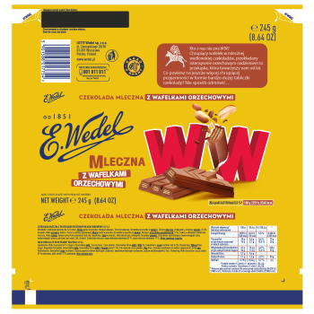 E. Wedel Czekolada Mleczna z Wafelkami Orzechowymi WW 245g