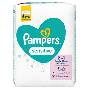 Pampers Sensitive Chusteczki 4 opakowania = 320 chusteczek