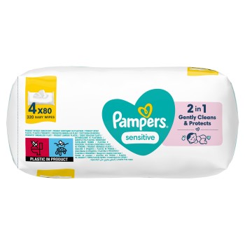 Pampers Sensitive Chusteczki 4 opakowania = 320 chusteczek
