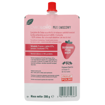 Mus jabłkowo-truskawkowy 200g * TRUSKAWKOWO OWOLOVO