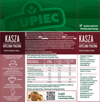 Kupiec Kasza gryczana prażona 400 g (4 torebki)