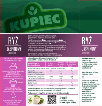 Kupiec Ryż jaśminowy 400 g (4 torebki)