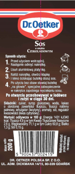 Dr. Oetker Sos o smaku czekoladowym 200 g