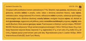 Loacker Chrupiące wafle przekładane kremem czekoladowym 25 g