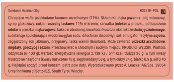 Loacker Sandwich wafelek orzech laskowy 25 g