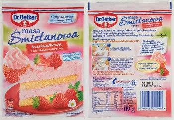 Dr. Oetker Masa śmietanowa truskawkowa z kawałkami owoców 89 g