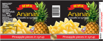 MK Ananas kawałki 565 g. Produkt pasteryzowany