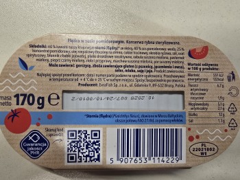 EVRAFISH flądra w sosie pomidorowym 170 g