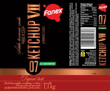 Fanex VII Ketchup premium bez konserwantów 1,1 kg