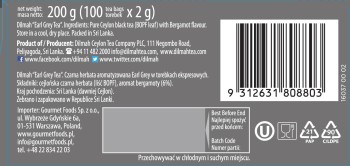 Dilmah Earl Grey Klasyczna czarna herbata z aromatem z bergamoty 200 g (100 torebek)