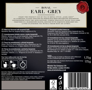 Sir Winston Herbata czarna Royal Earl Grey 100 torebek x 1,75g 250g