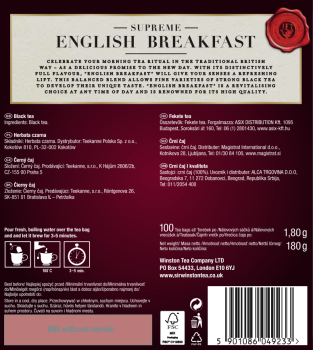 Herbata Czarna Sir Winston Supreme English Breakfast 100 Torebek X 1,80G