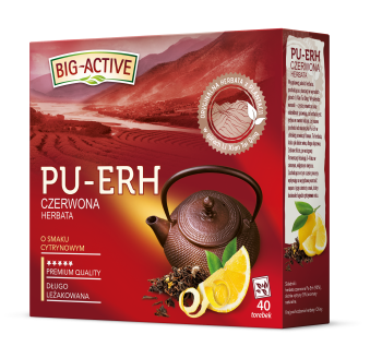 Big-Active Pu-Erh Herbata czerwona o smaku cytrynowym 72 g (40 torebek)
