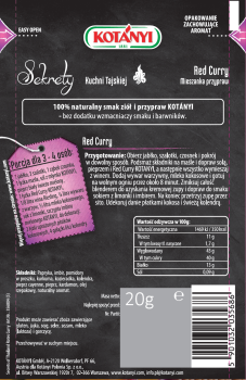 Kotányi Sekrety Kuchni Tajskiej Red Curry Mieszanka przypraw 20 g