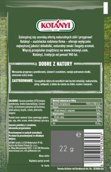 Kotányi Suszone pomidory z czosnkiem mieszanka przypraw 22 g