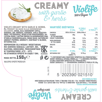Violife krem z ziołami i czosnkiem 9x150g