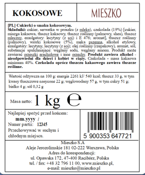 Michaszki kokos 1kg Mieszko