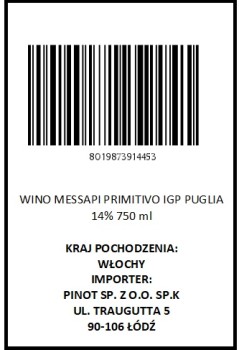 'Wino Messapi Primitivo IGP Puglia C.W. 750 ml