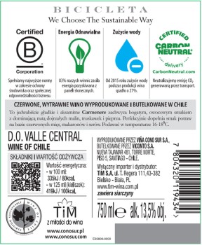 'Wino Cono Sur Carmenere C.W. 750 ml