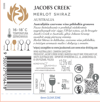 'Jacob's Creek Merlot Shiraz wino C. PS. 750 ml