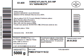 ABRAMCZYK Dorsz Atlantycki Filety 8-16 Bez Skóry Bez Dodatków 10% 4,5/5 Kg ABRALINE IWP
