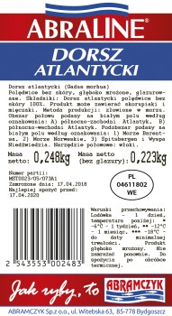 ABRAMCZYK Dorsz Atlantycki Filety 8-16 Bez Skóry Bez Dodatków 10% 4,5/5 Kg ABRALINE IWP