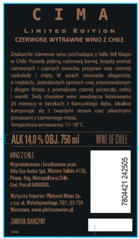'Porta Cima Cabernet Sauvignon red dry 14% 750 ml