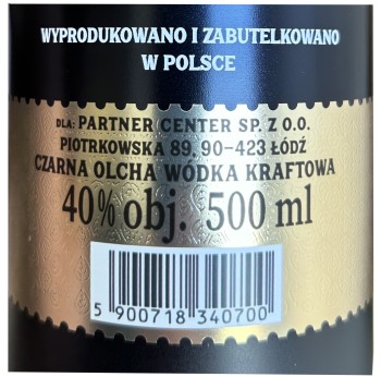 'czarna olcha wódka kraftowa żyto 40% 500ml
