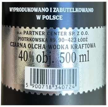 'czarna olcha wódka kraftowa ziemniak 40% 500ml