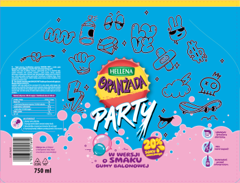 Oranżada Hellena Party o smaku gumy balonowej 20% soku 0,75l