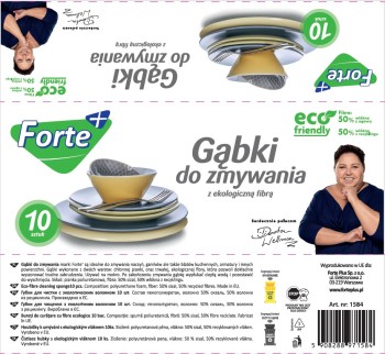 Forte+ gąbki do zmywania z eko fibrą 10 szt.