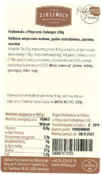 Krakowska z pieprzem zielonym 320 g Zielińscy