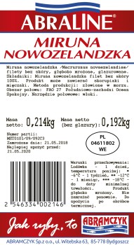 ABRAMCZYK Miruna Nowozelandzka Filety Bez Skóry Bez Dodatków 10% 4,5/5 Kg ABRALINE IWP