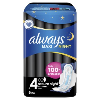 Always Maxi Secure Night, Podpaski rozmiar 4, 6 szt