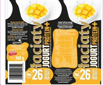 Jogurt Łaciaty pitny mango protein plus butelka PET 360g SM MLEKPOL